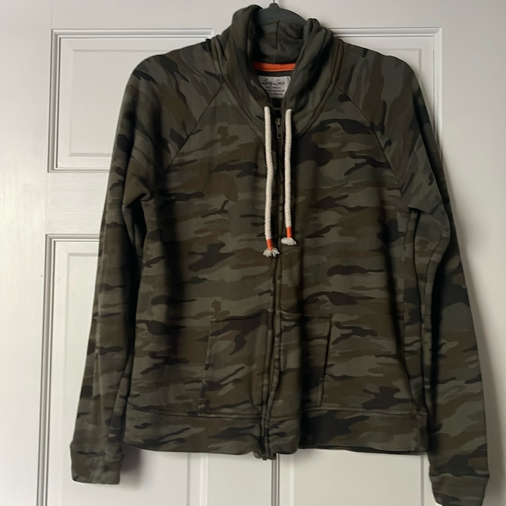 Lucky Lotus Softest Knitwear Camo Zip Up Sweatshirt Jacket size XL